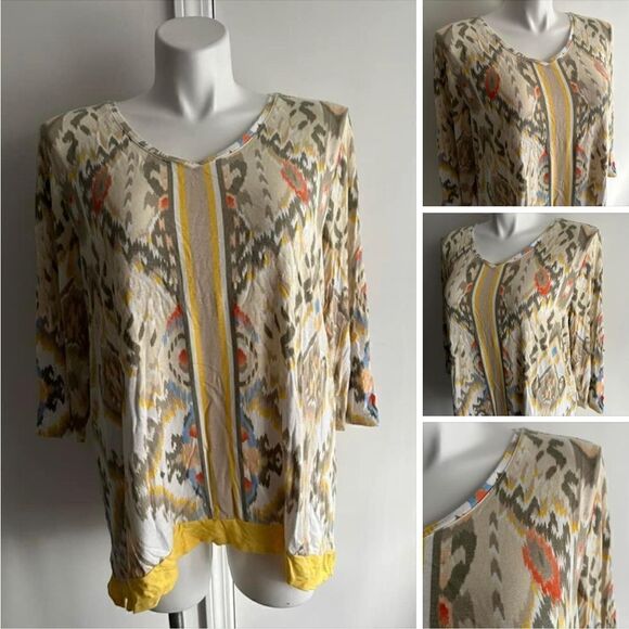 Yellow Abstract Blouse - Chicos Size 4 - Picture 1 of 7